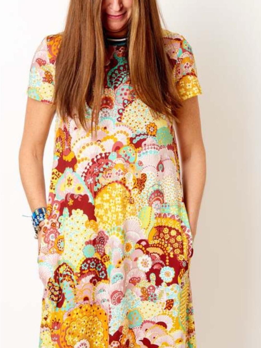 LA DoubleJ Orange Label Multicolor Trim Dress